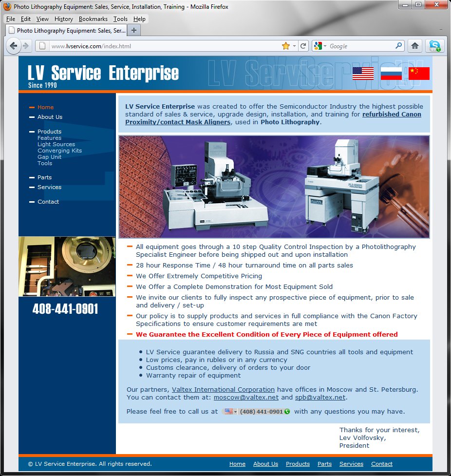 LV Service Enterprise homepage
