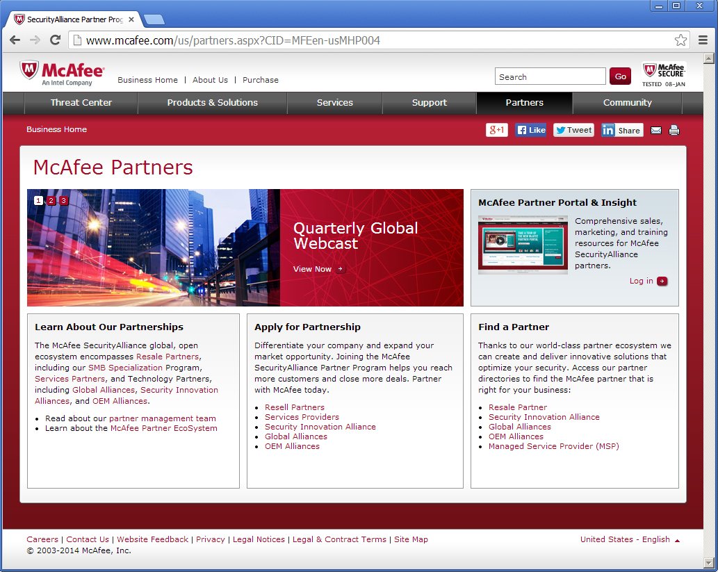 McAfee Partners page