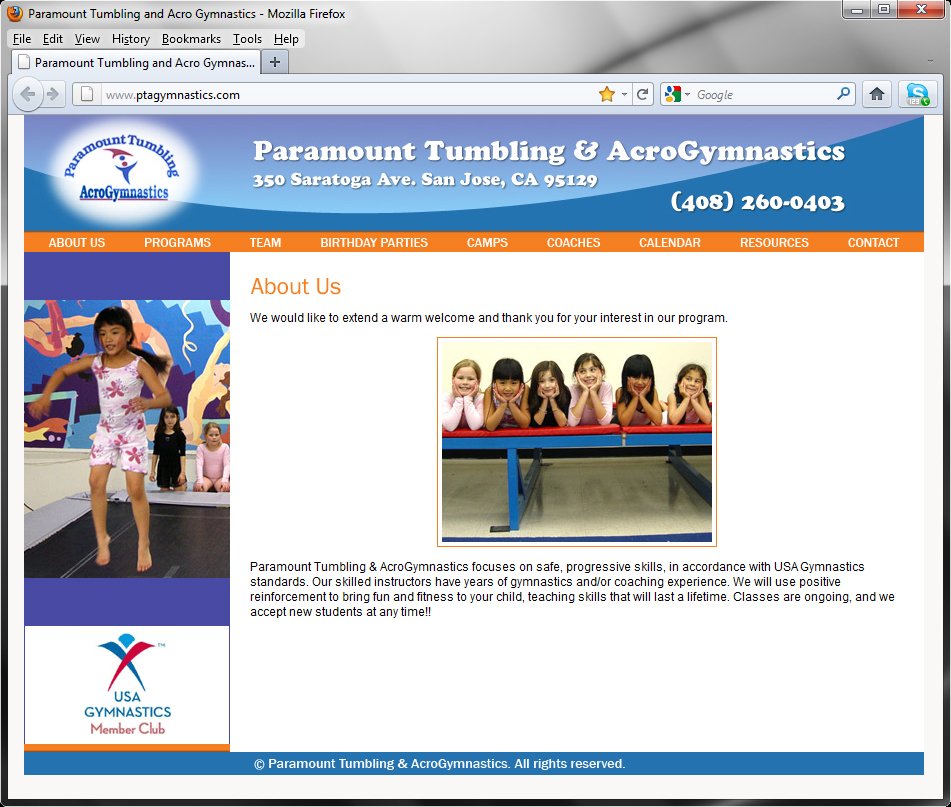 Paramount AcroGymnastics homepage